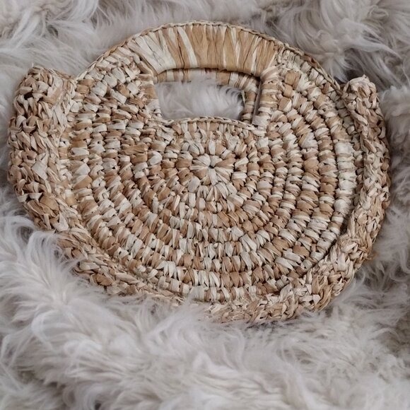 Urban Expressions Straw Woven Mini Top Handle Bag Natural Raffia Boho Summer Pur - Picture 4 of 9